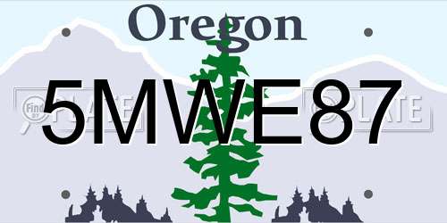5MWE87 Oregon License Plate