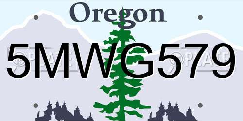 5MWG579 Oregon License Plate