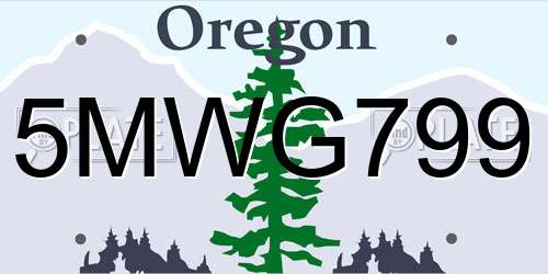 5MWG799 Oregon License Plate