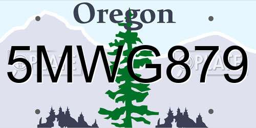 5MWG879 Oregon License Plate
