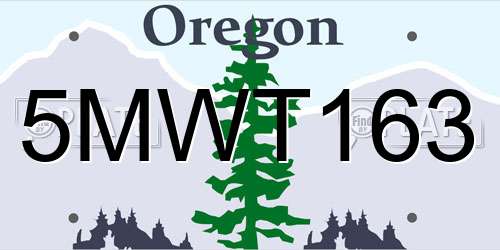 5MWT163 Oregon License Plate