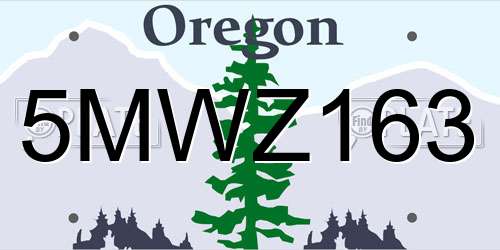 5MWZ163 Oregon License Plate