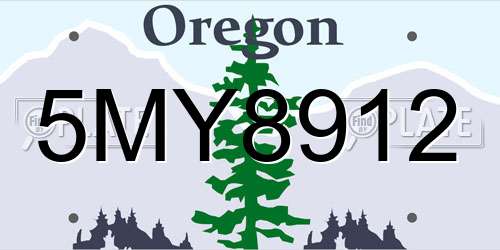 5MY8912 Oregon License Plate