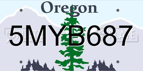 5MYB687 Oregon License Plate