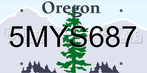 5MYS687 Oregon License Plate