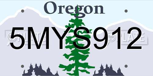 5MYS912 Oregon License Plate