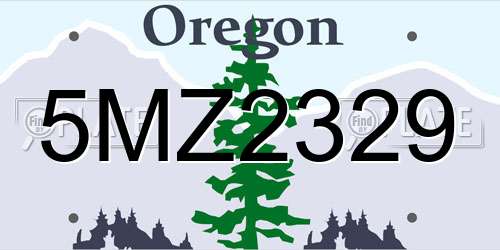 5MZ2329 Oregon License Plate
