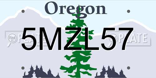 5MZL57 Oregon License Plate