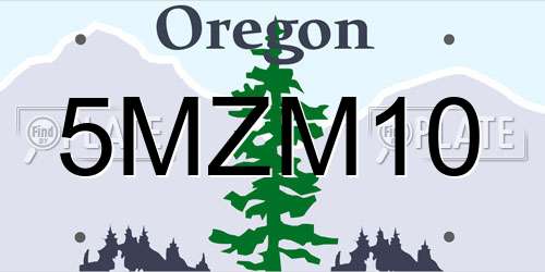 5MZM10 Oregon License Plate
