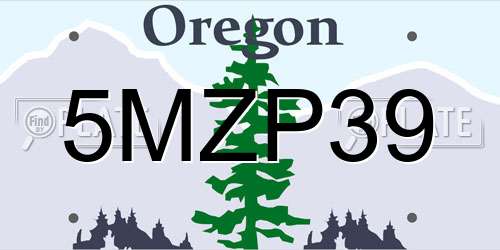 5MZP39 Oregon License Plate