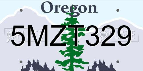 5MZT329 Oregon License Plate