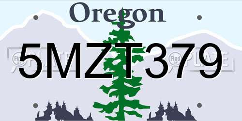 5MZT379 Oregon License Plate