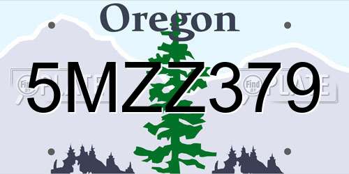 5MZZ379 Oregon License Plate