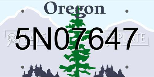 5N07647 Oregon License Plate