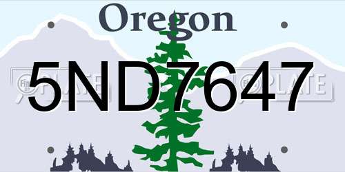 5ND7647 Oregon License Plate