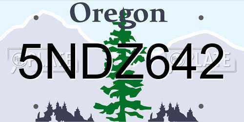 5NDZ642 Oregon License Plate