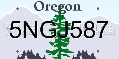 5NGJ587 Oregon License Plate