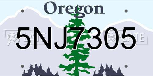 5NJ7305 Oregon License Plate