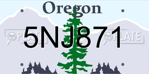 5NJ871 Oregon License Plate