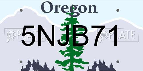 5NJB71 Oregon License Plate