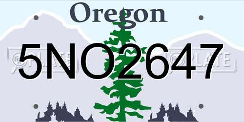 5NO2647 Oregon License Plate