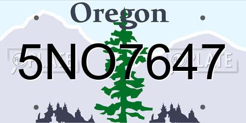 5NO7647 Oregon License Plate