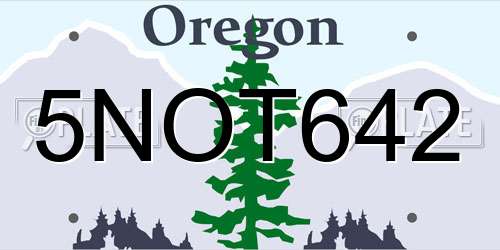 5NOT642 Oregon License Plate