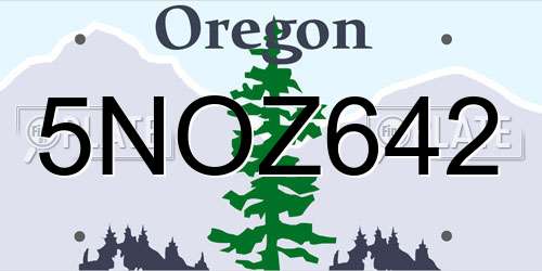 5NOZ642 Oregon License Plate