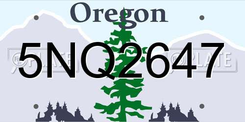 5NQ2647 Oregon License Plate