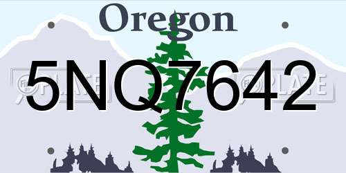 5NQ7642 Oregon License Plate