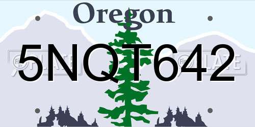 5NQT642 Oregon License Plate