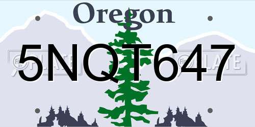 5NQT647 Oregon License Plate