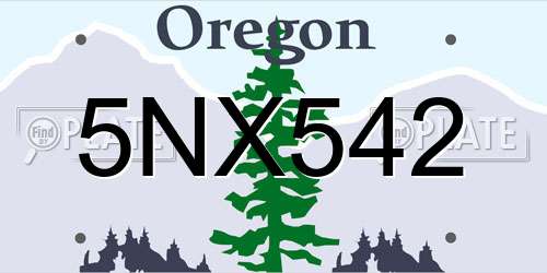5NX542 Oregon License Plate