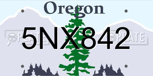 5NX842 Oregon License Plate