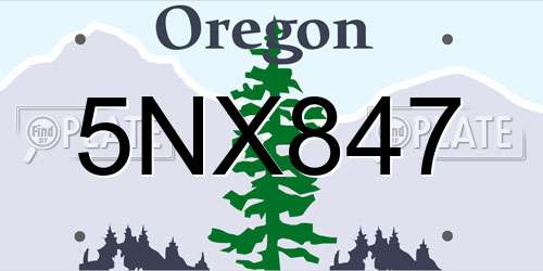 5NX847 Oregon License Plate