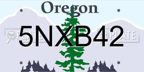 5NXB42 Oregon License Plate