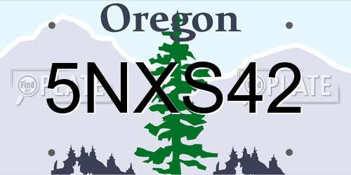 5NXS42 Oregon License Plate