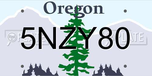 5NZY80 Oregon License Plate