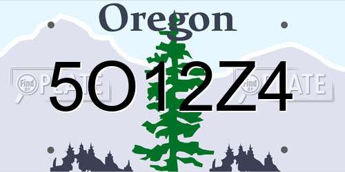 5O12Z4 Oregon License Plate