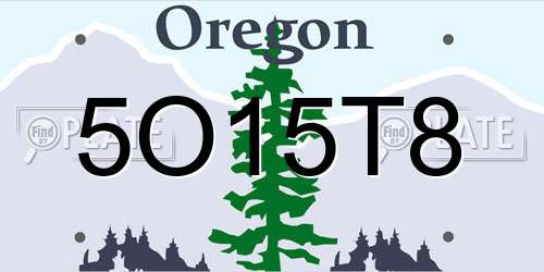 5O15T8 Oregon License Plate