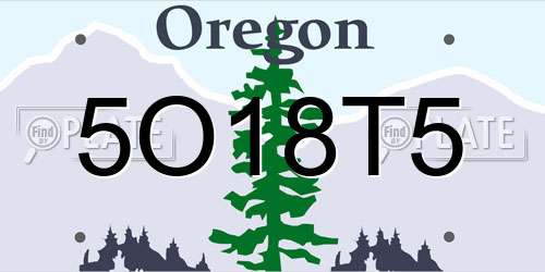 5O18T5 Oregon License Plate