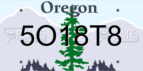 5O18T8 Oregon License Plate