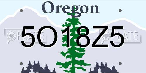 5O18Z5 Oregon License Plate