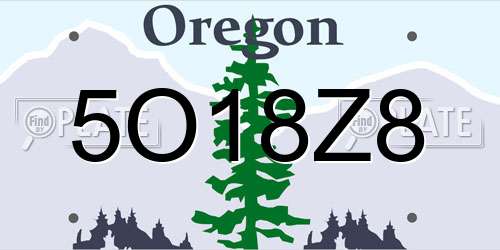 5O18Z8 Oregon License Plate