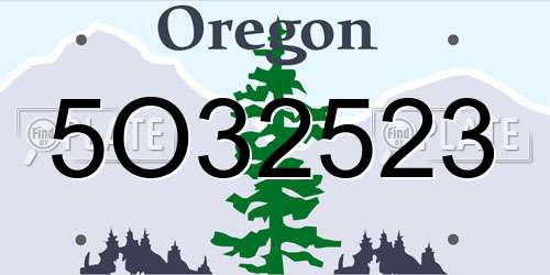 5O32523 Oregon License Plate