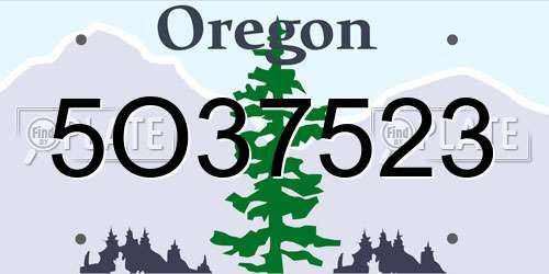 5O37523 Oregon License Plate