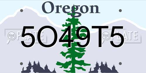 5O49T5 Oregon License Plate