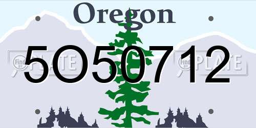 5O50712 Oregon License Plate