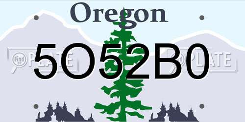 5O52B0 Oregon License Plate