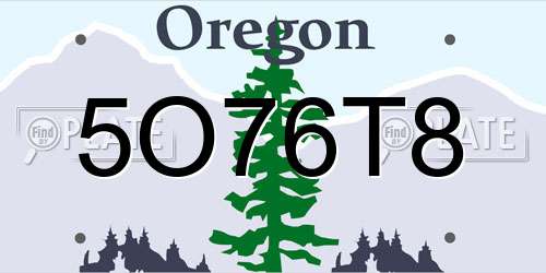 5O76T8 Oregon License Plate